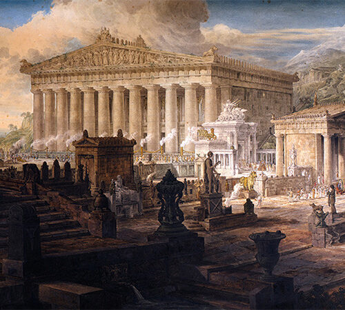 Bild: Joseph Michael Gandy, “A restoration of the Temple of Ceres and other ancient buildings at Eleusis”, 1818, Foto: Sir John Soane’s Museum, London